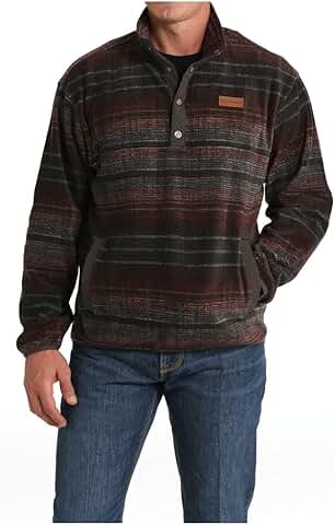 Men's Brown Striped Polar Fleece Pullover