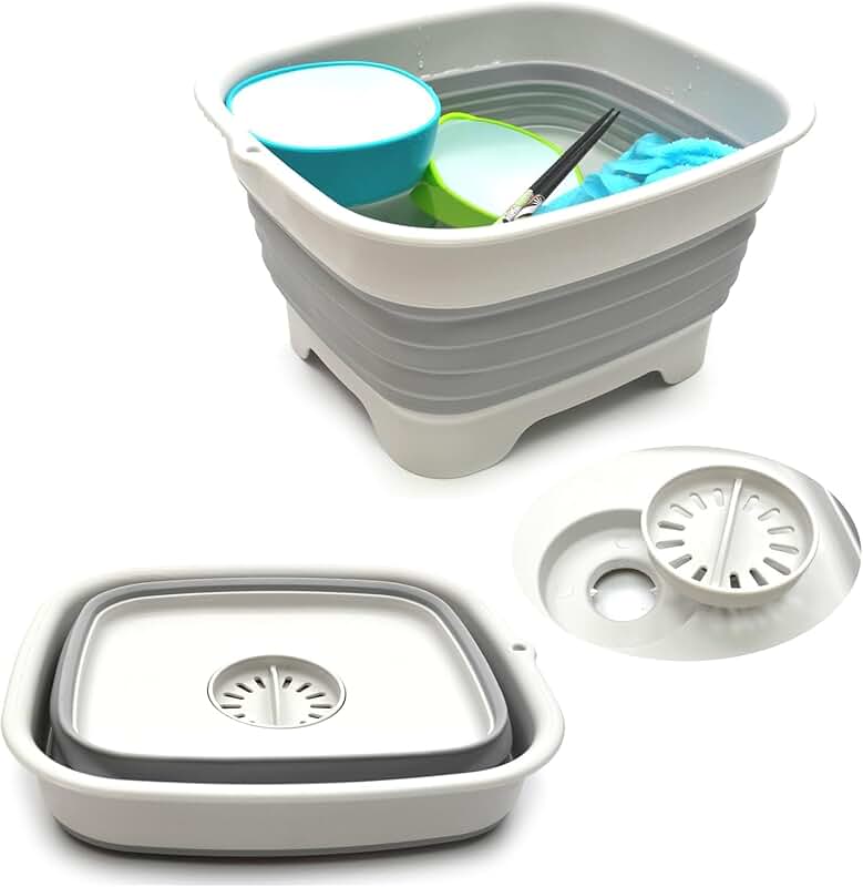 2-in-1 Collapsible Dish Basin with Drain Plug