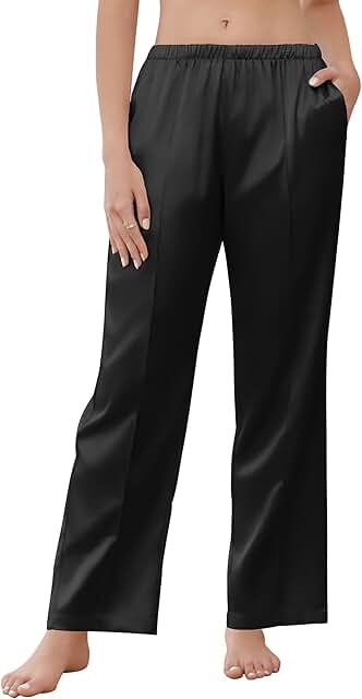 Women's Silk Satin Pajama Pants with Pockets