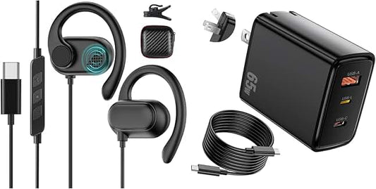 65W USB C Fast Wall Charger and Open Ear USB C Headphones