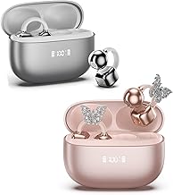 Open Ear Clip-On Wireless Earbuds with LED Display and Butterfly Earrings