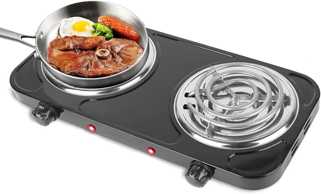 Portable 2000W Electric Double Burner Stove