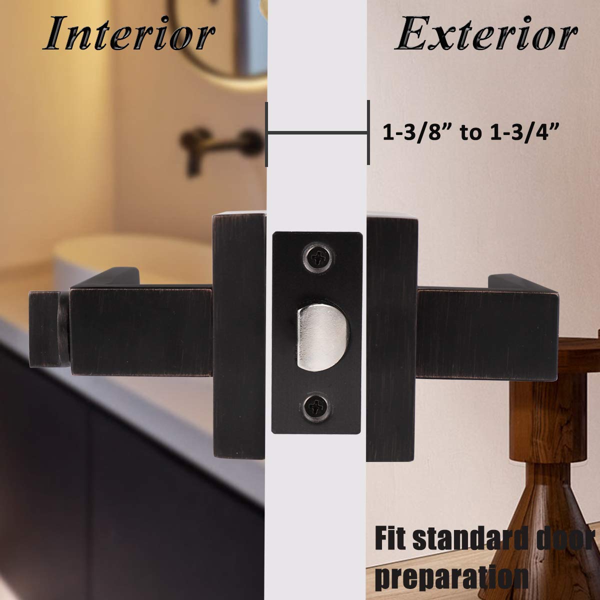 10 Pack Commercial Heavy Duty Privacy Door Levers, Flat Style Door Handle Set for  Left or Right Handing Leverset Lockset, Rubbed Bronze Finish