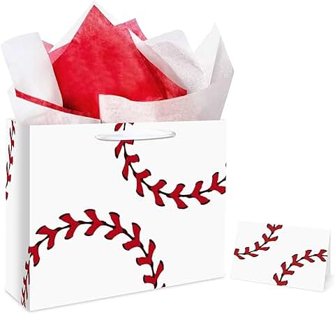 Large Baseball Party Bags with Tissue Paper and Greeting Card
