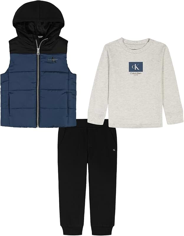 Baby boys' 3-piece puff vest set