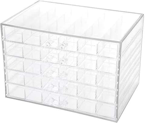 Acrylic Jewelry Organizer with 5 Drawers and 120 Grids