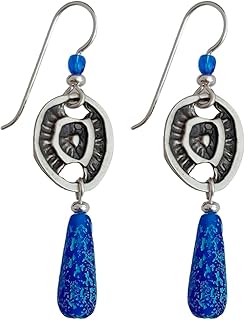 Blue Silver Sea Inspired Earrings with Glass Beads
