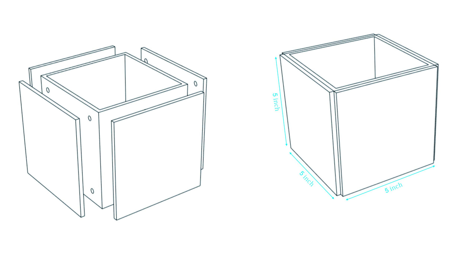 Acrylic Photo Block Cube with Pen Holder and Storage