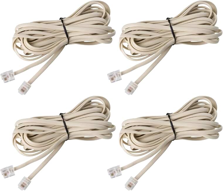 Set of 4 phone cords, 15ft and 25ft, for home or office