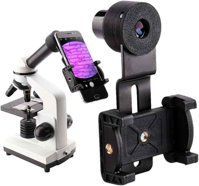 Microscope Phone Mount with Widefield Eyepiece and Clamp