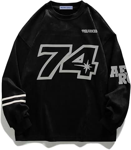 Loose Fit Vintage Graphic Crewneck Sweatshirt for Men