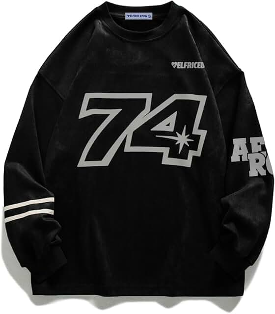 Loose Fit Vintage Graphic Crewneck Sweatshirt for Men
