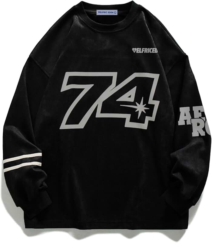 Loose Fit Vintage Graphic Crewneck Sweatshirt for Men