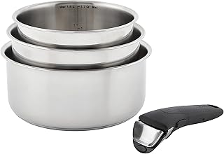 4-Piece Stainless Steel Cookware Set with Removable Handles