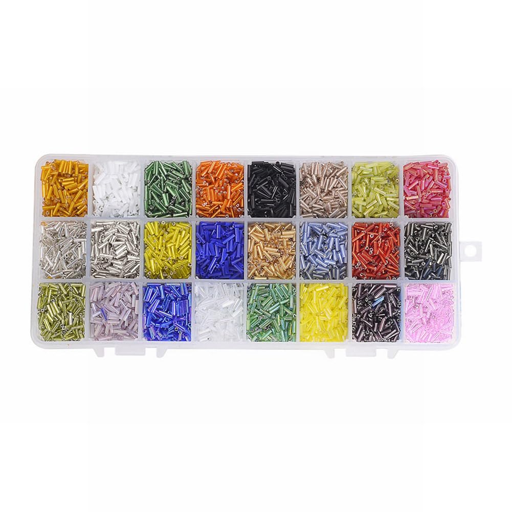 8400 Pcs 24 Colors Beading Bugle Seed Beads for Jewelry Making