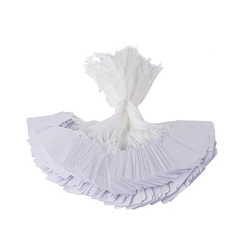White matte string tags for pricing and labeling, 1000 pcs
