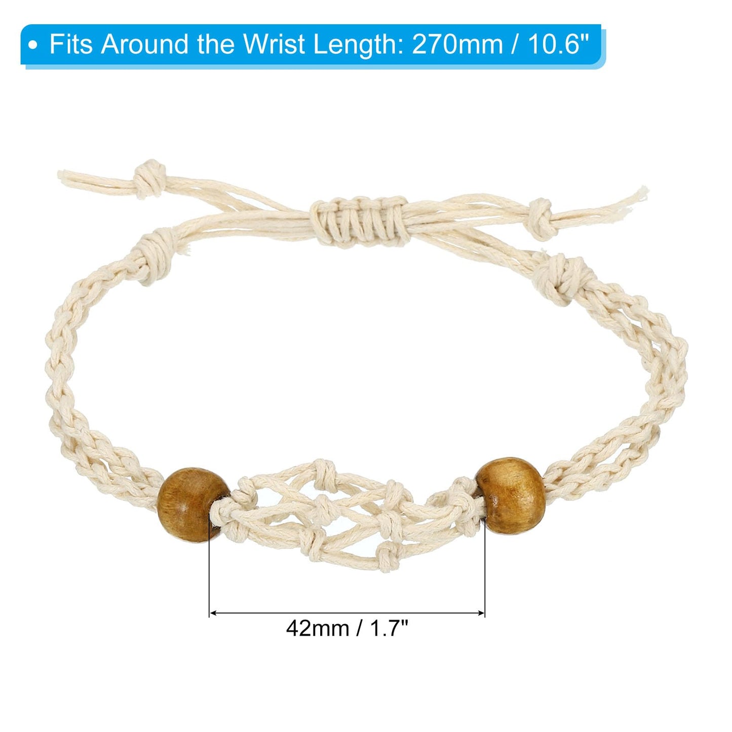 Adjustable White Bracelet Cord with Stone Holders for Jewelry Making