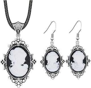 Vintage Flower Queen Cameo Jewelry Set