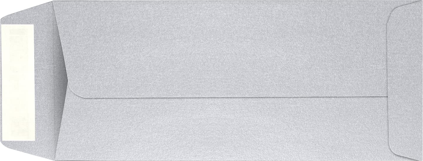 Silver Metallic Business Envelopes, 4 1/8" x 9 1/2", 50 Pack