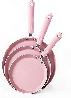 3-Piece Nonstick Frying Pan Set in Pink