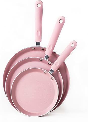 3-Piece Nonstick Frying Pan Set in Pink