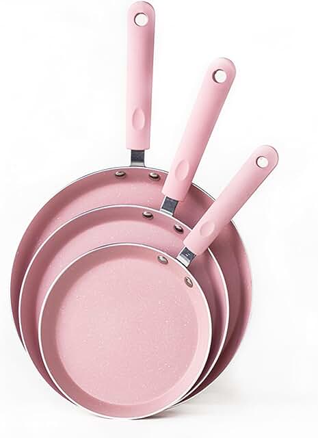 3-Piece Nonstick Frying Pan Set in Pink
