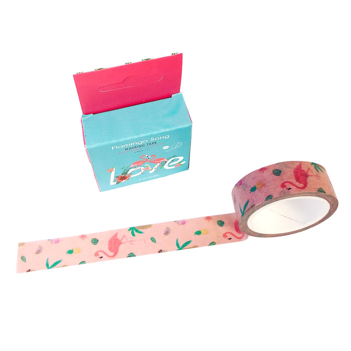 Flamingo Love Washi Masking Tape, 15mm x 7m