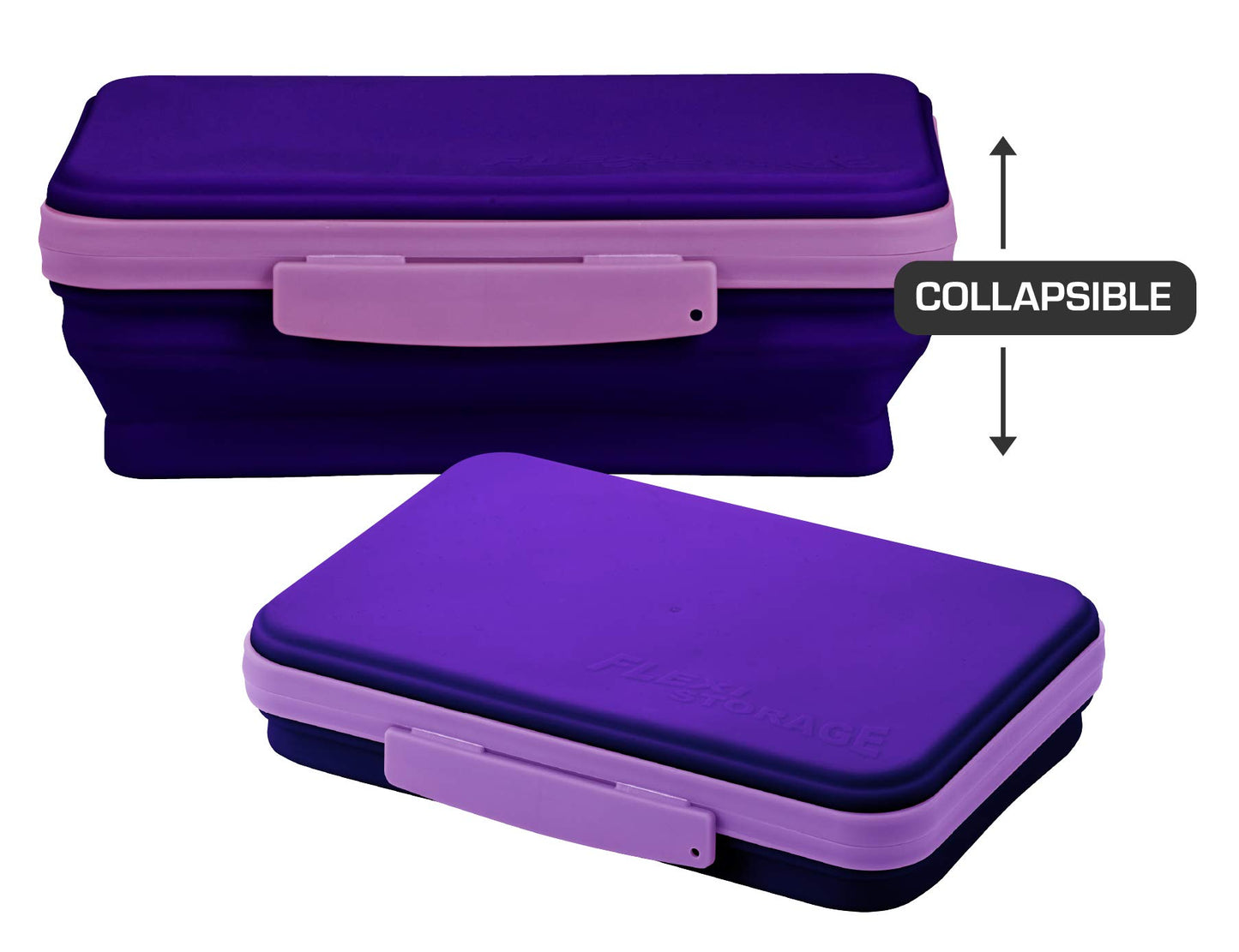 Flexible purple storage box for pencils and supplies