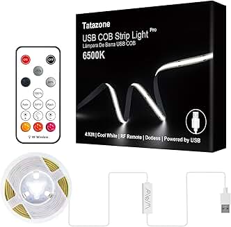 5V USB COB LED Strip Light with Remote, 4.92ft, Dimmable