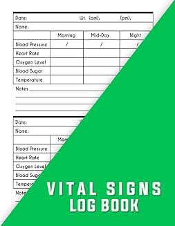 Vital Signs Log Book for Monitoring Health Data