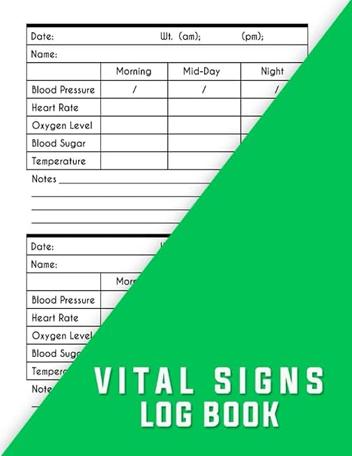 Vital Signs Log Book for Monitoring Health Data