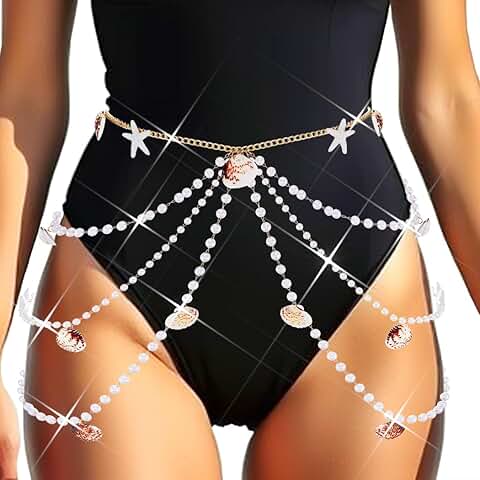 Seashell Pearl Waist Chain with Starfish Design