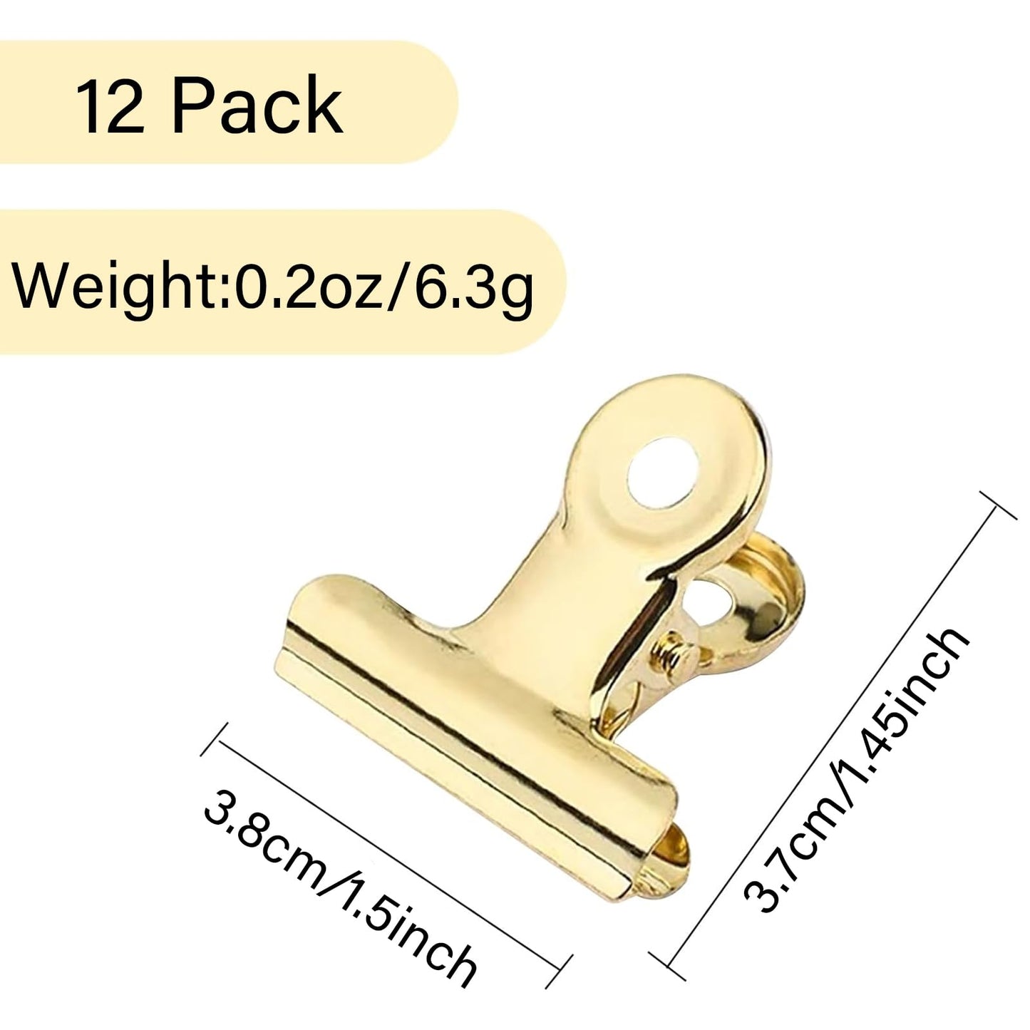 12 Pack Metal Bulldog Clips for Office and Crafts