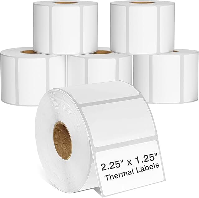 2.25 x 1.25 Inch Printable Thermal Label Sheets, 6000 Pack