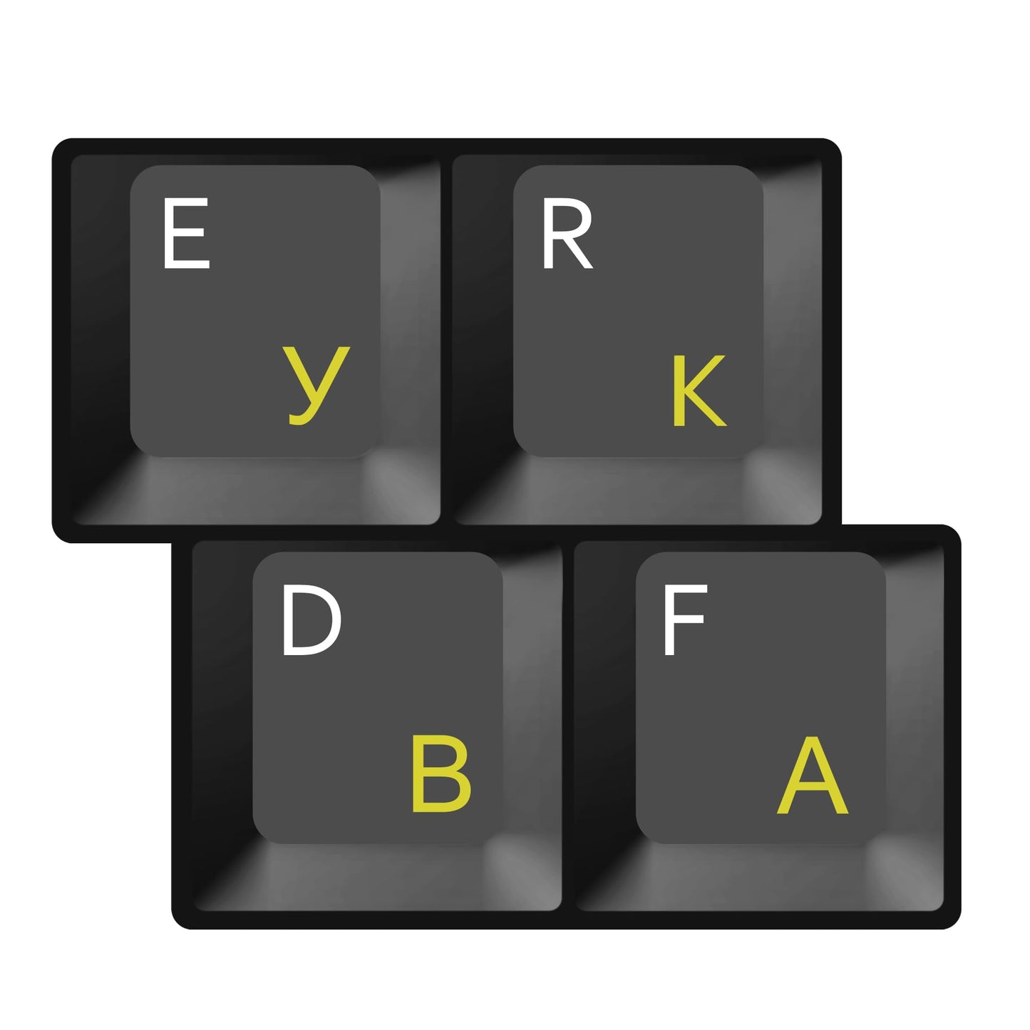Two-Pack Cyrillic Alphabet Keyboard Stickers with Yellow Letters