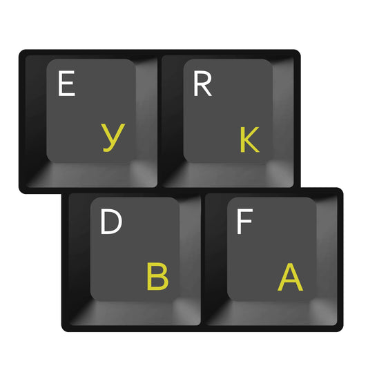 Two-Pack Cyrillic Alphabet Keyboard Stickers with Yellow Letters