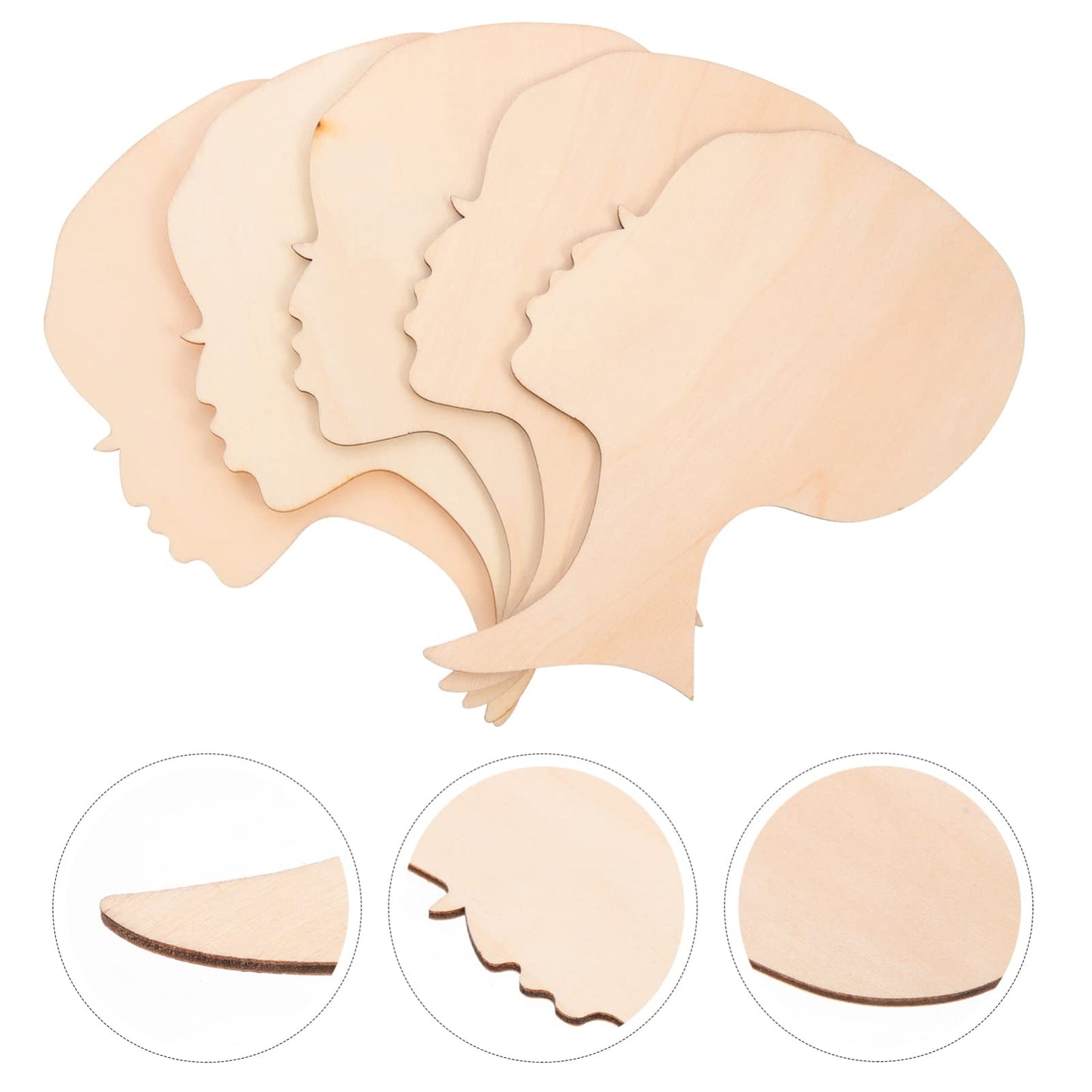 10pcs Wooden African Woman Head Cutouts
