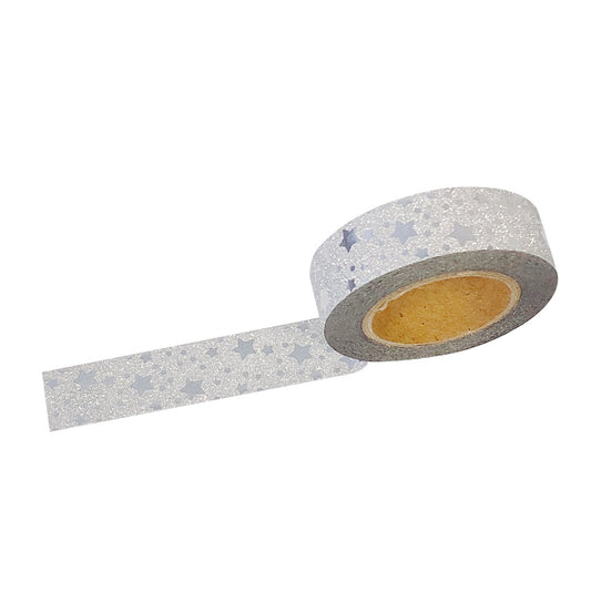 Silver Metallic Washi Tape with Stars