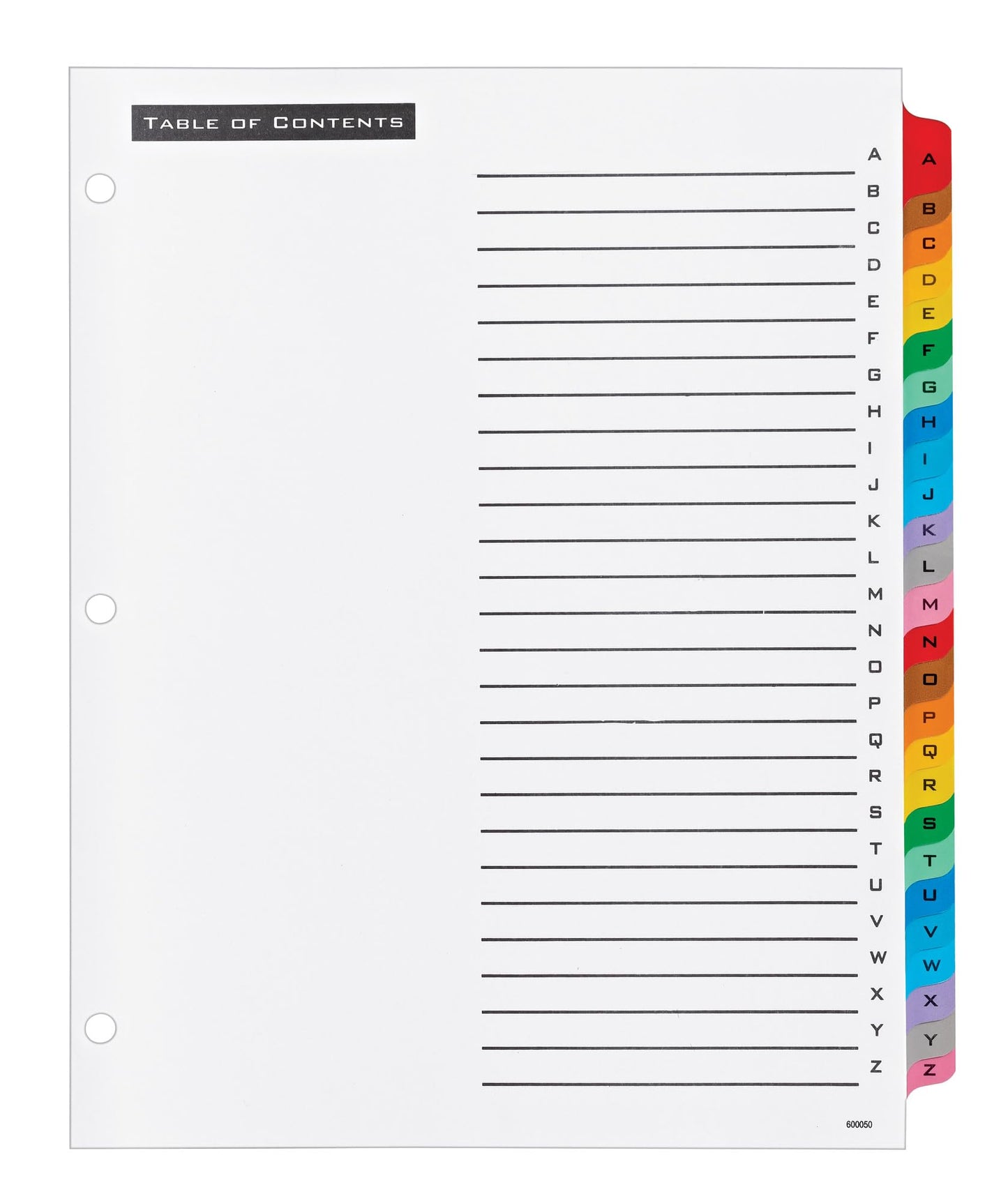 Table and Tab Dividers, 26-Tab, Letter