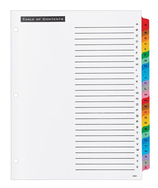 Table and Tab Dividers, 26-Tab, Letter