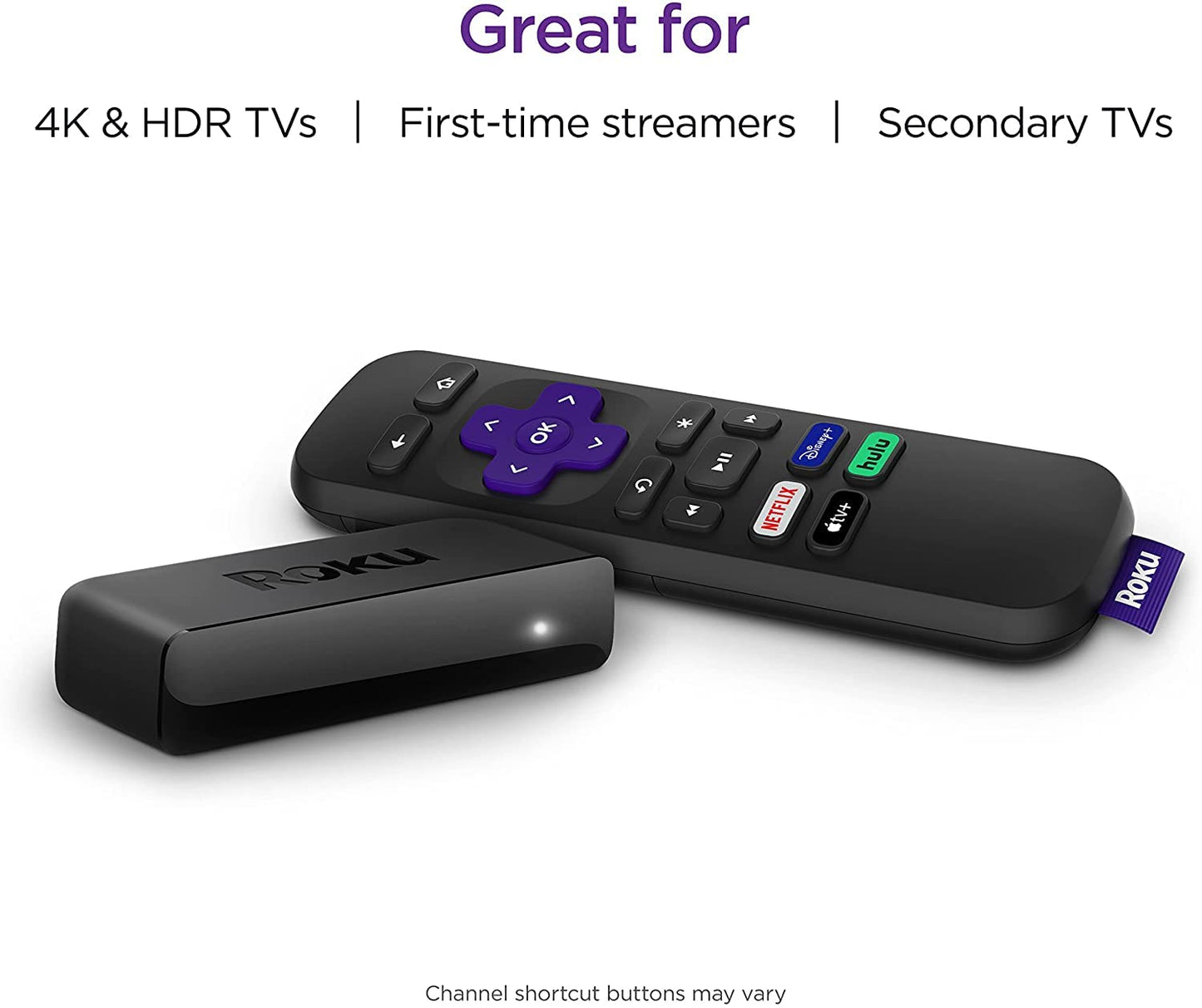 Premiere Streaming Media Player HD/4K/HDR Simple Remote and Premium HDMI Cable, Black & Bundle Swanky Cables HDMI Cable, 3920R