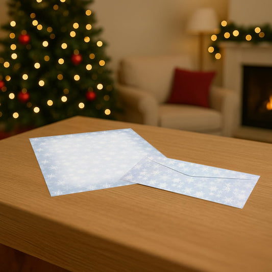 Blue Snowflake Holiday Paper and Envelope Set