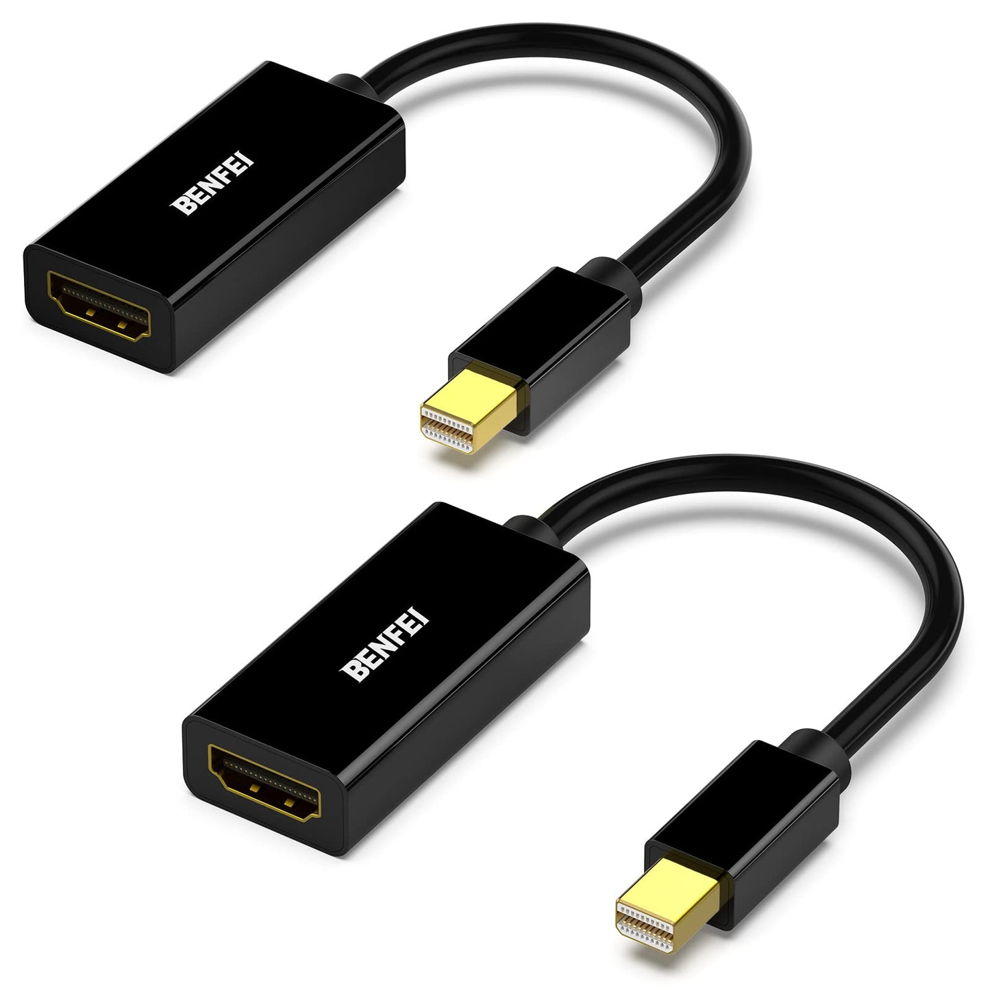 Mini DisplayPort to HDMI Adapter 2 Pack, Mini DP(Thunderbolt) to HDMI Converter Gold-Plated Cord Compatible for MacBook Pro, MacBook Air, Mac Mini, Microsoft Surface Pro 3/4, etc