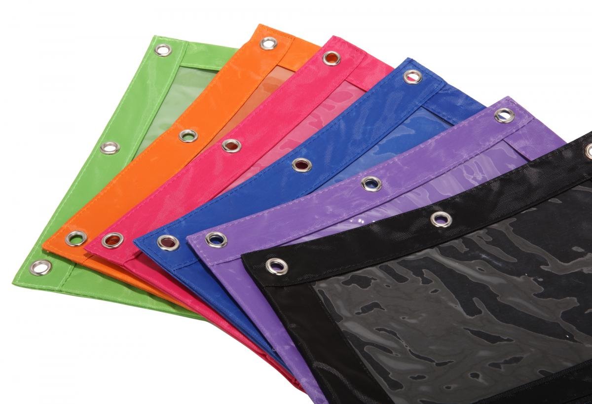 18-Pack Green 3-Ring Pencil Pouch with Clear Window