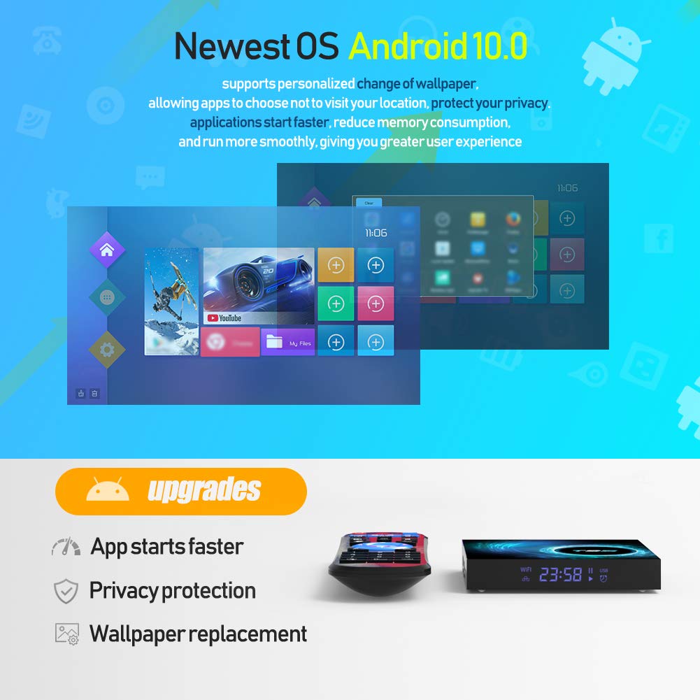 Android 10.0 TV Box, T95 Android Box 4GB RAM 32GB ROM Allwinner H616 Quad-core Smart Android TV Box 64bit, Support 2.4G/5.0G Dual WiFi 6K Utral HD / 3D / H.265 with Bluetooth 5.0