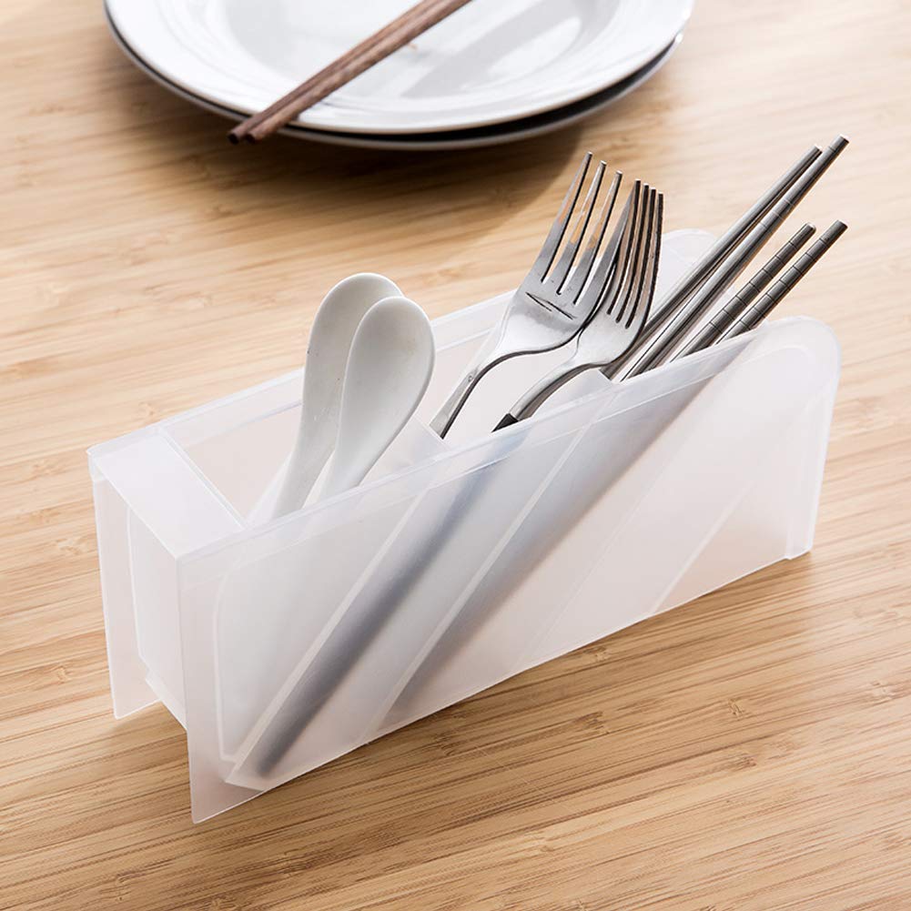 Set of 5 White Desk Organizers with Compartments