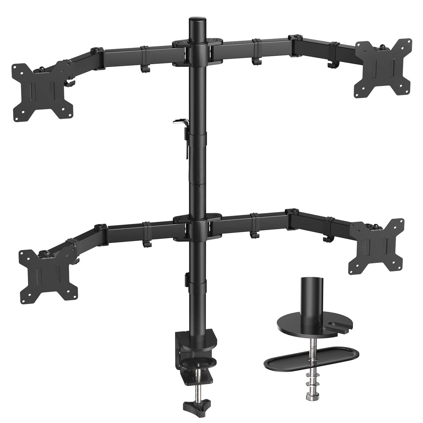 Quad Monitor Stand, 4 Monitor Stand for 13-27 inches Computer Screens with Full Articulation, Heavy Duty Monitor Desk Mount Fully Adjustable Holds up to 22LBS per Arm