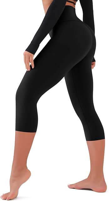 Soft High Waist Tummy Control Capri Yoga Pants for Women