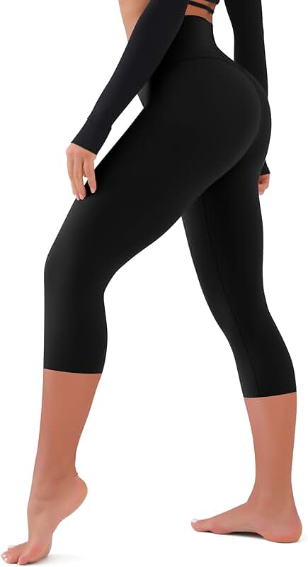 Soft High Waist Tummy Control Capri Yoga Pants for Women