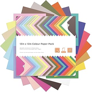 48 Sheets of 12x12 Bright and Pastel Cardstock Paper